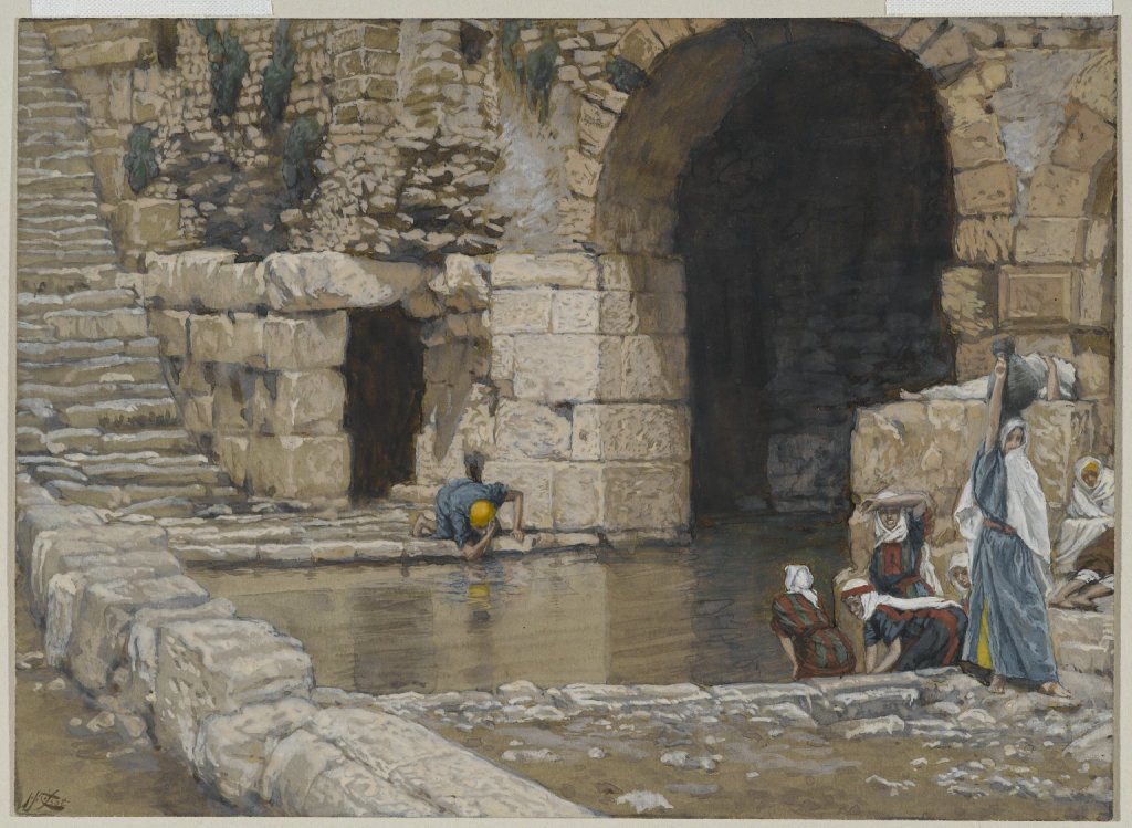 "The Blind Man Washes in the Pool of Siloam" by James Tissot (1836-1902)